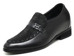【何金昌】小蜥蜴商务正装内增高鞋欧版男士隐形内增高鞋增高7CM黑色1672